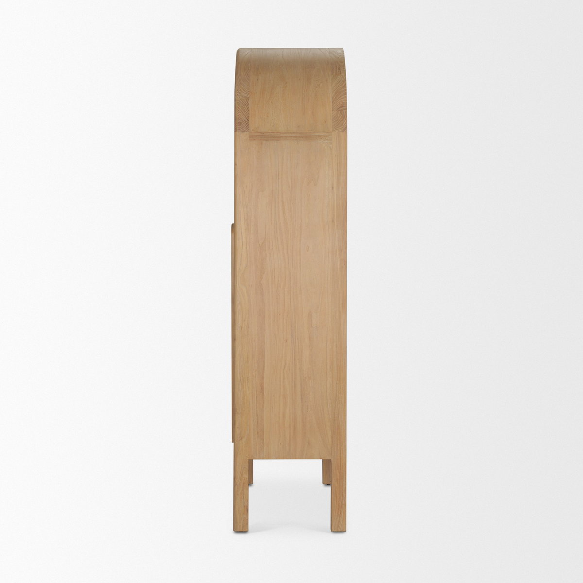 Callum Light Brown Elm Wood with Glass Doors  Arched Curio Cabinet, Cabinets & Sideboard by Mercana, 31" length x 17.7" width x 79" height View 5