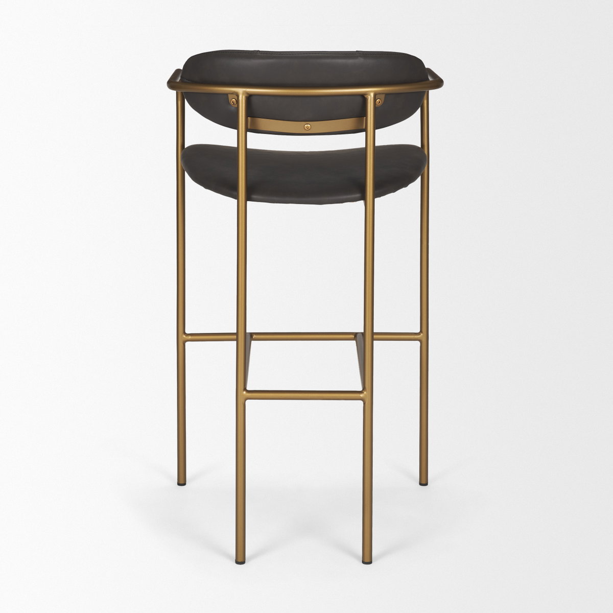 Parker Backless 40in Seat Bar Stool | Brown Faux Leather with Gold Metal, Counter & Bar Stool by Mercana, 19" length x 19.75" width x 40" height View 6