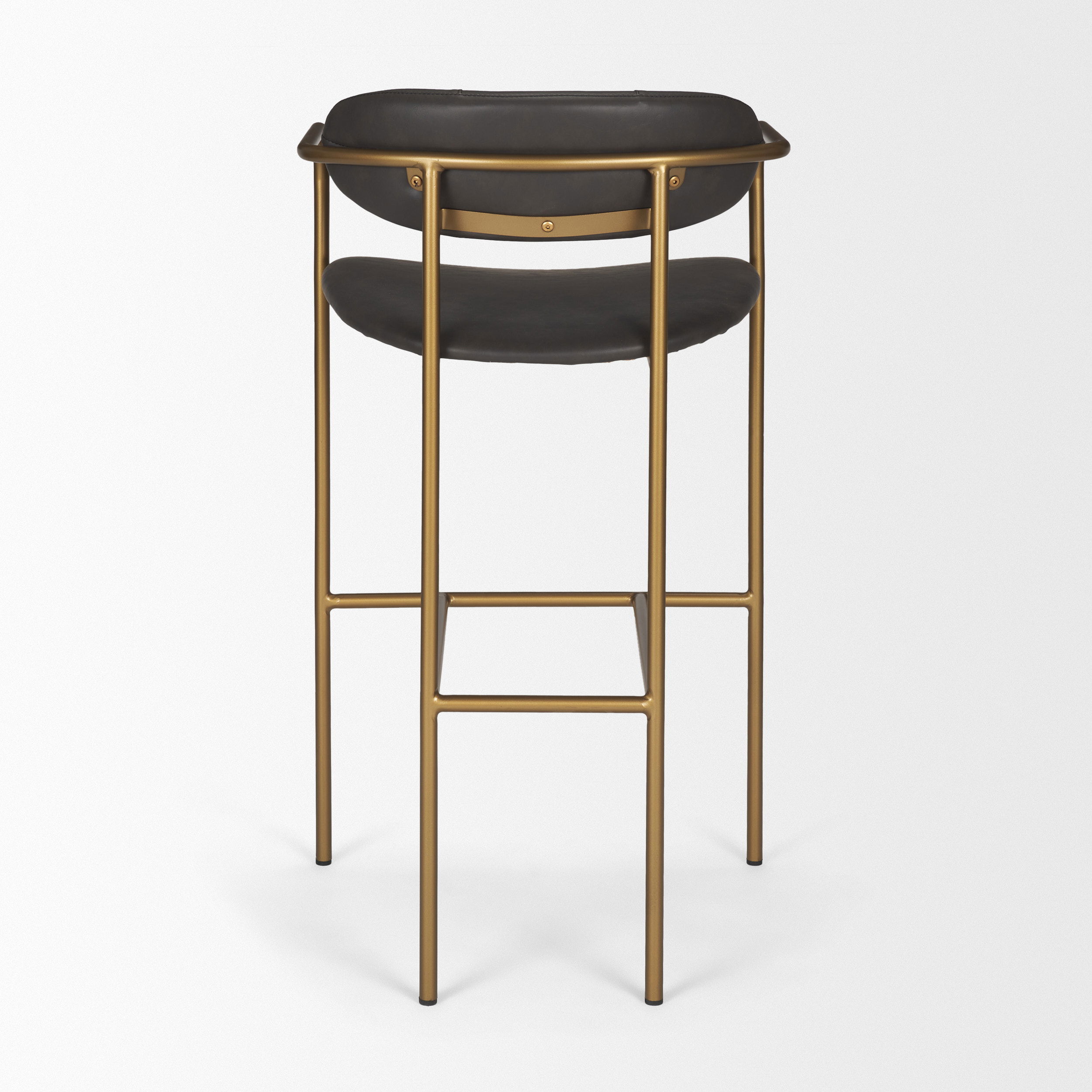 Parker Brown Faux Leather Seat Gold Metal Bar Stool, Counter & Bar Stool by Mercana, 19" length x 19.75" width x 40" height View 6
