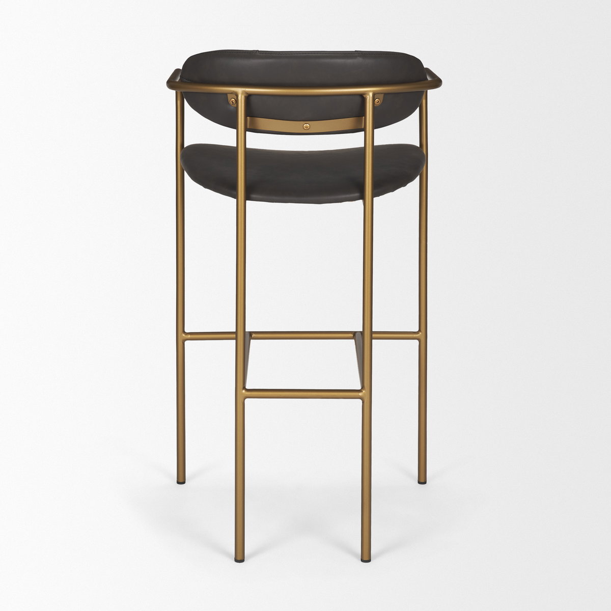 Parker Brown Faux Leather Seat Gold Metal Bar Stool, Counter & Bar Stool by Mercana, 19" length x 19.75" width x 40" height View 6