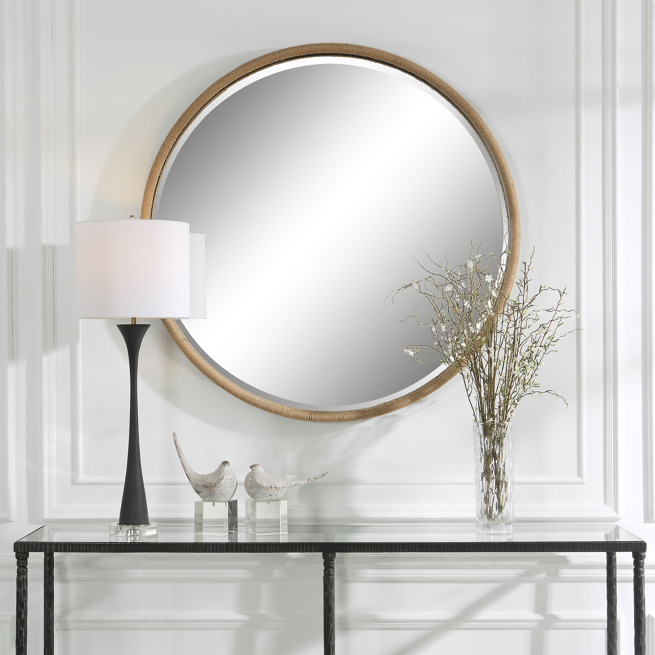 Ranchero Natural Rope Round Mirror, by Uttermost, 42.5" width x 42.5" height x 2.12" depth View 2