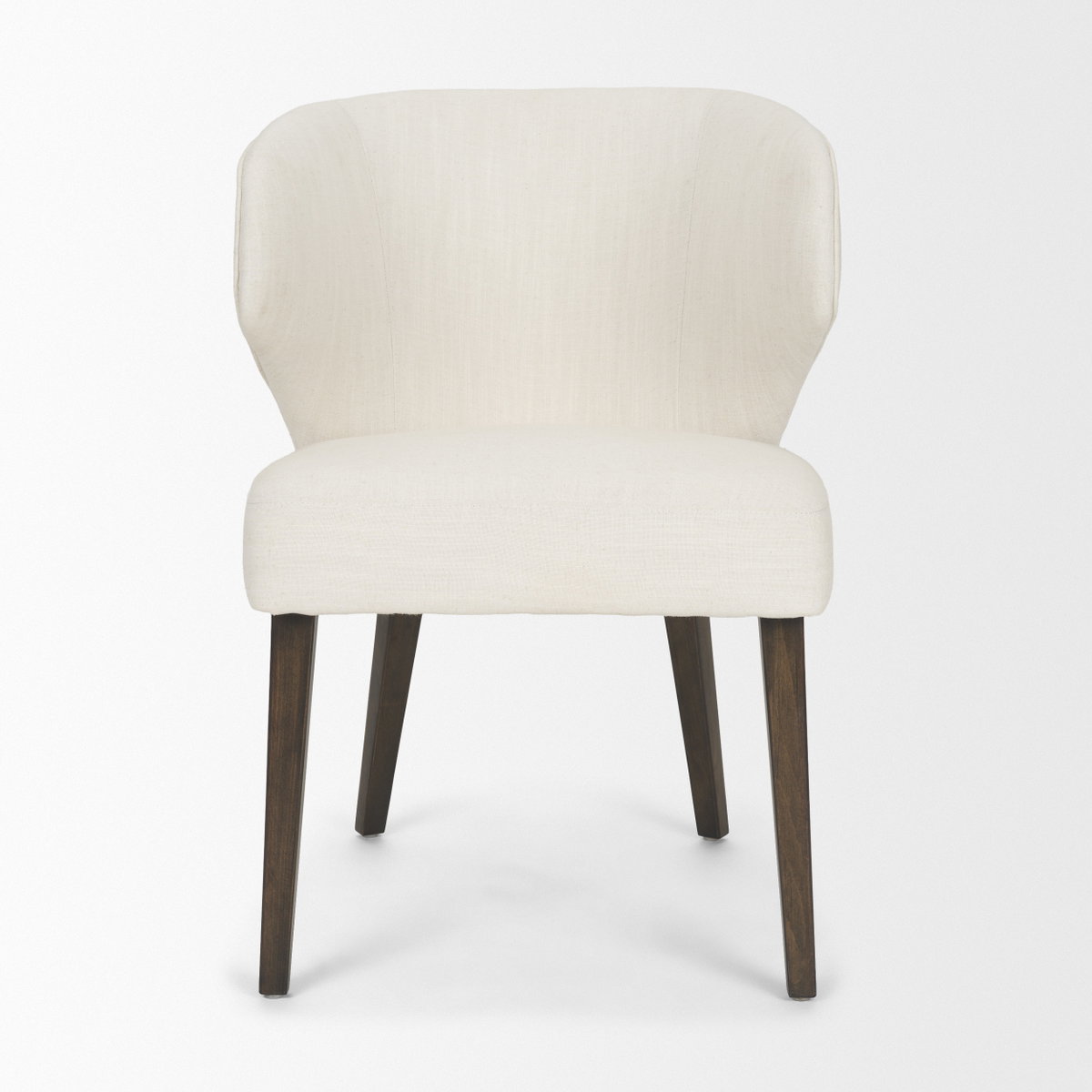 Niles Wingback Dining Side Chair | Cream Fabric with Dark Brown Wooden, Dining Chair by Mercana, 22.5" length x 24.5" width x 32" height View 5