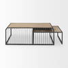 Miles Black Metal with Light Wood Nesting Coffee Table, by Mercana, 48" length x 48" width x 15" height thumbnail 3