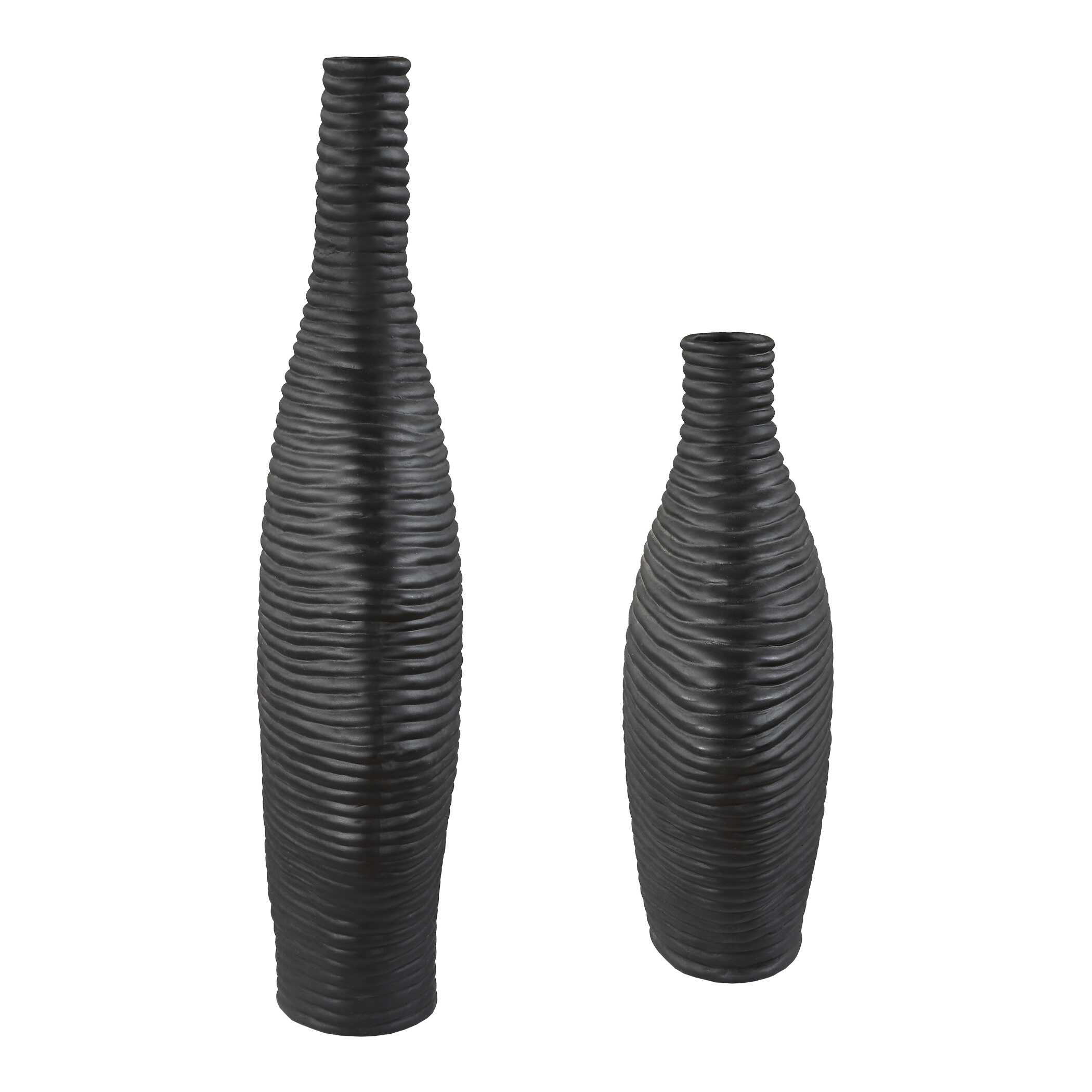 Duostacked Black Vases Set/2, Decorative by Uttermost, 10.5" width x 18" height x 4" depth View 5
