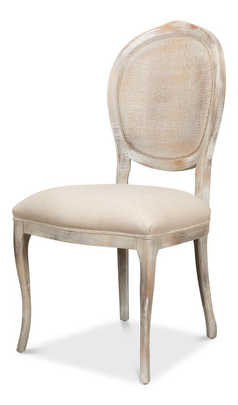 Oval Cane Back S/Chair  Grey Oak  Flax