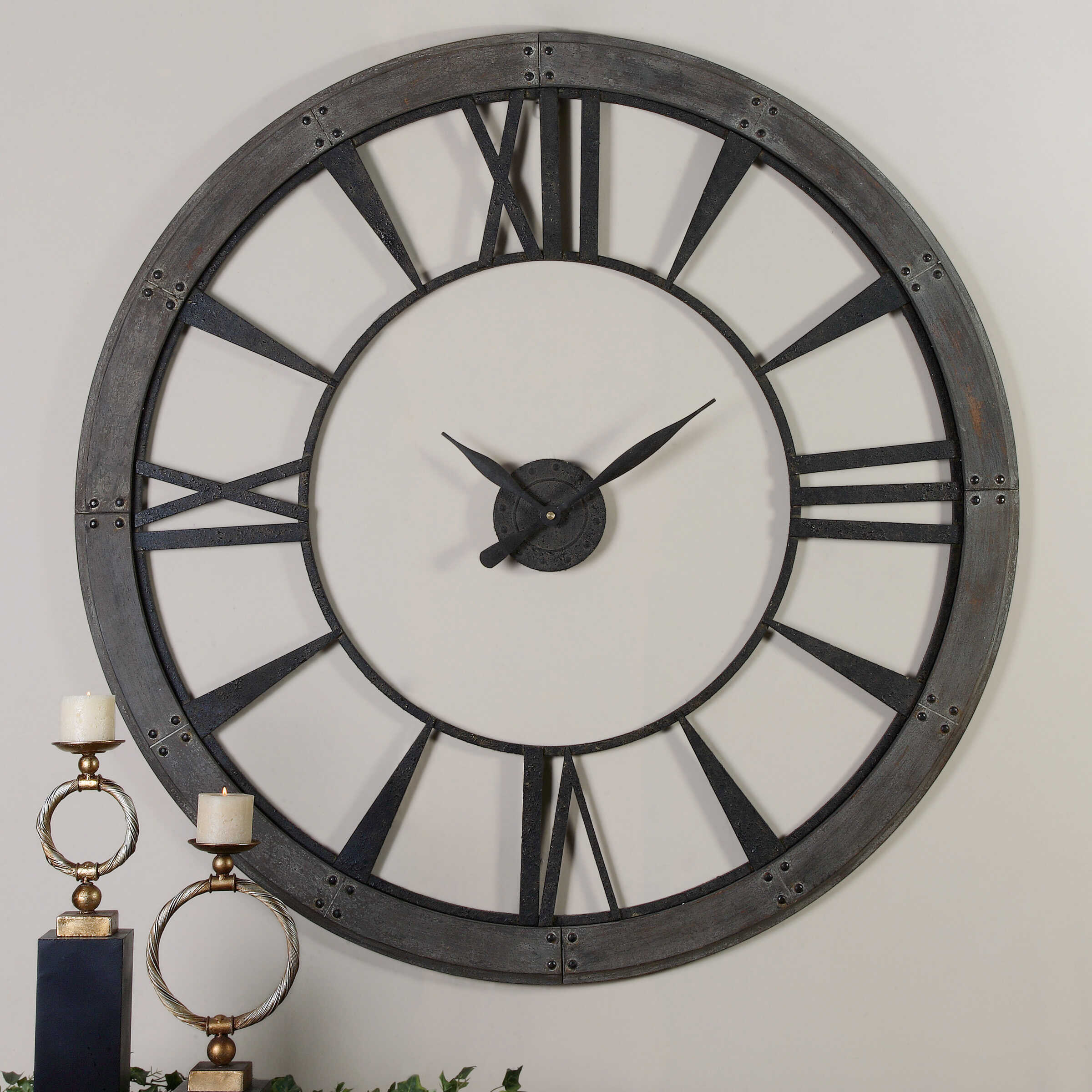Ronan Wall Clock Large, by Uttermost, 60" width x 60" height x 1.5" depth View 3