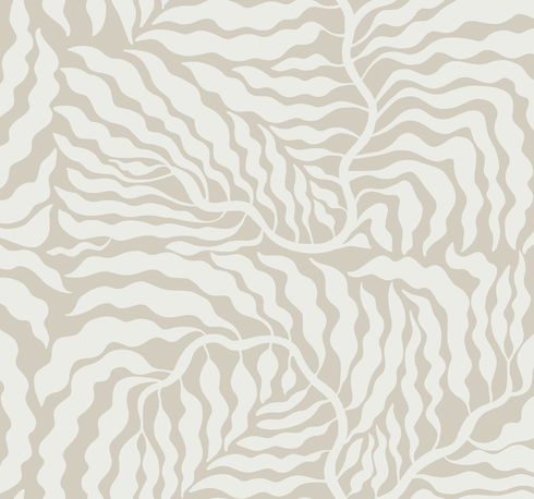 Fern Fronds Taupe & White Wallpaper
