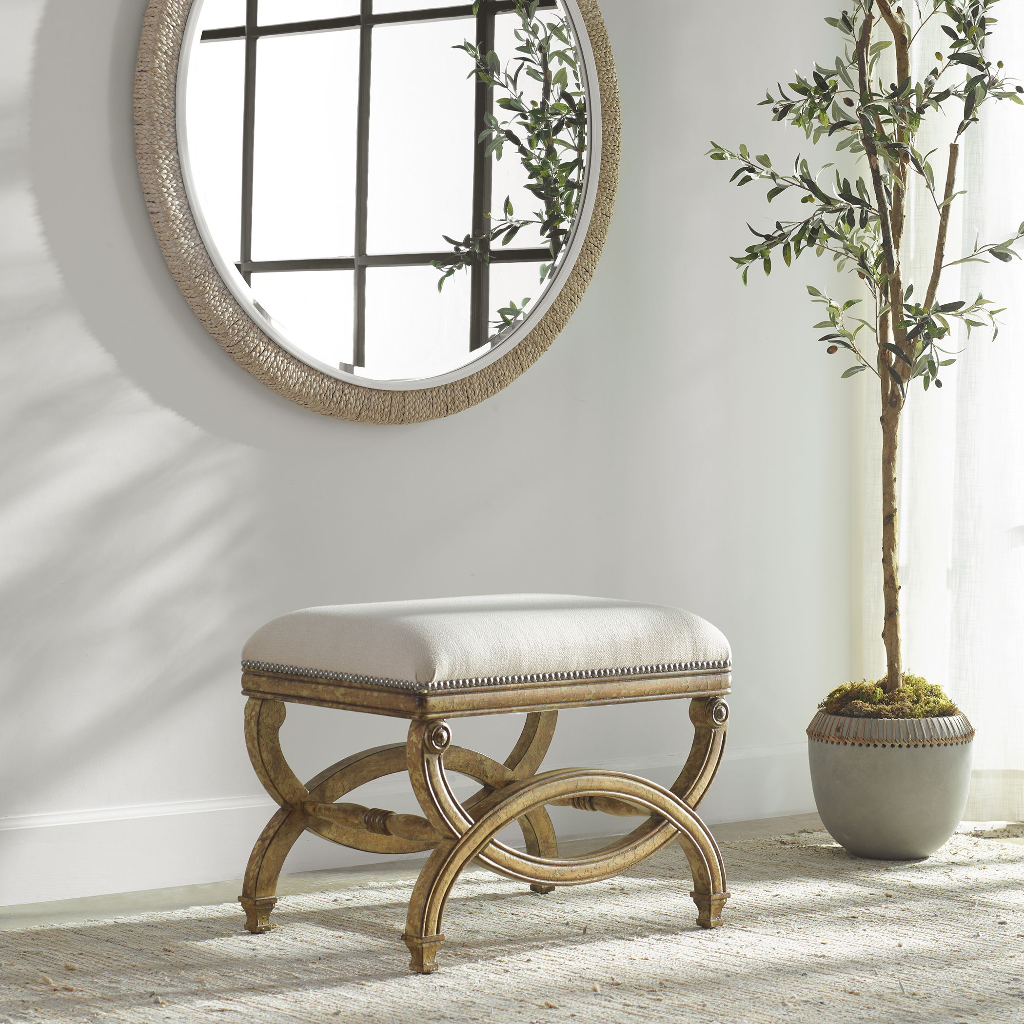 Karline Natural Linen Small Bench large image 