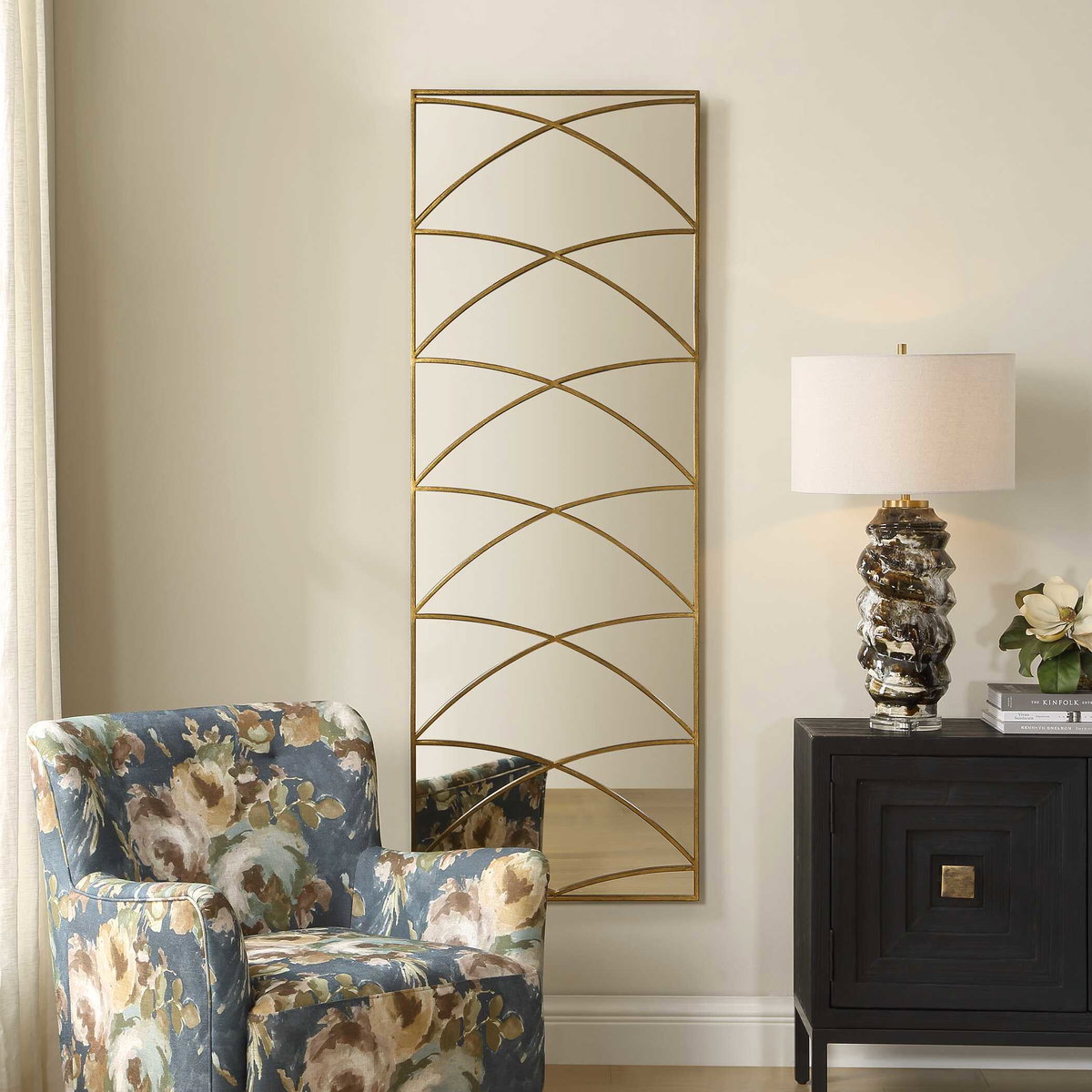 Crossed Up Gold Full Length Mirror, Floor Mirror by Uttermost, 25" width x 70" height x 1" depth View 2
