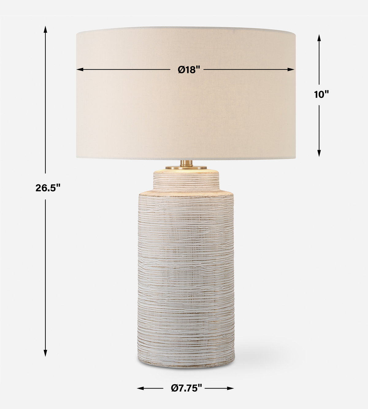 Crimp Ribbed Table Lamp, by Uttermost, 18" width x 26.5" height x 18" depth View 3