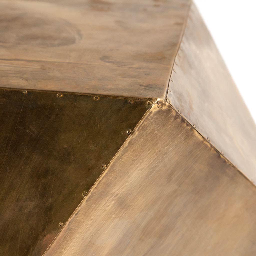 Exagoni 26' x 18.5' Hexagonal Brass Plated Hexagonal End/Side Table, Side & End Table by Mercana, 26" length x 26" width x 18.5" height View 4