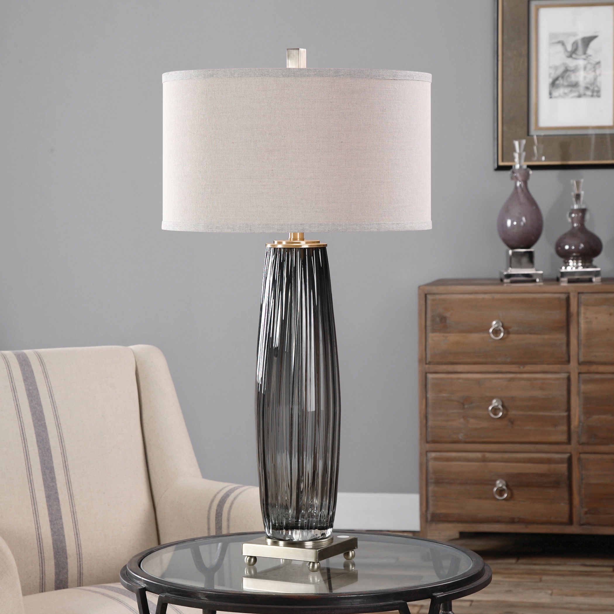 Vilminore Gray Glass Table Lamp large image 