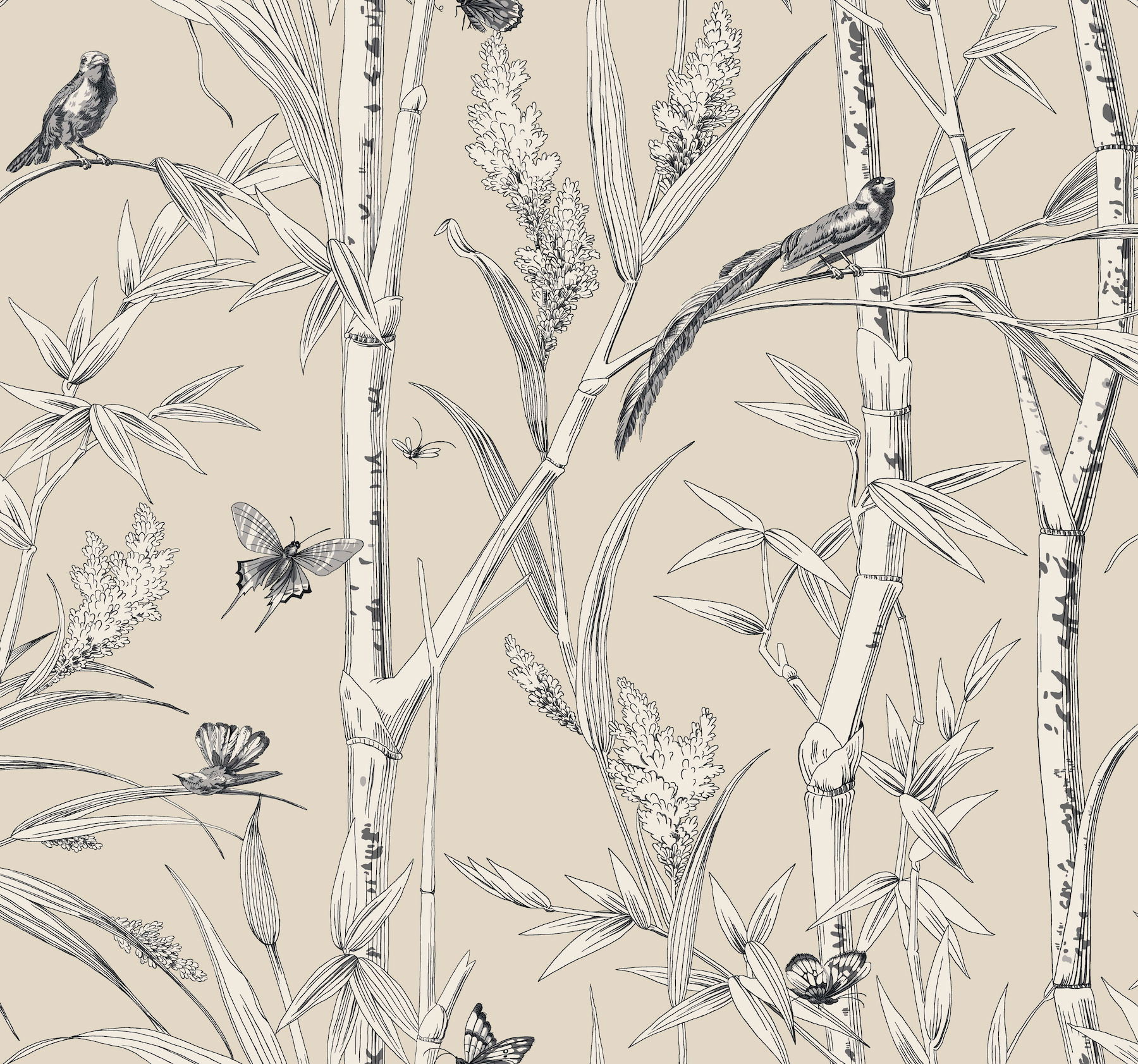 Bambou Toile Beige Wallpaper large image 