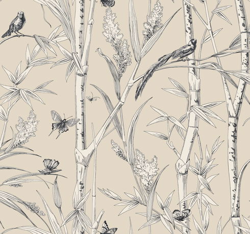 Bambou Toile Beige Wallpaper