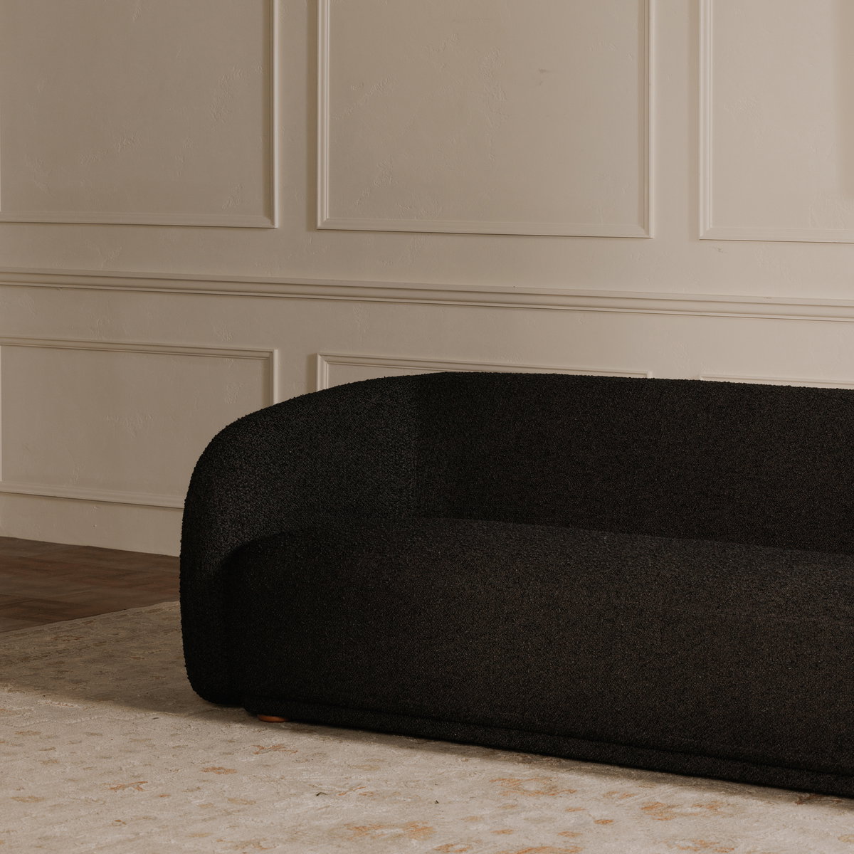 Faye Sofa Black Boucle, Sofas & Sectional by Moe's Home, 92" width x 29" height x 35" depth View 7