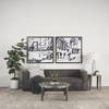 Jenna 14x26 Cream/Black Print Linen Lumbar Decorative Pillow Cover, by Mercana, 14" length x 26" width x 0.2" height thumbnail 3