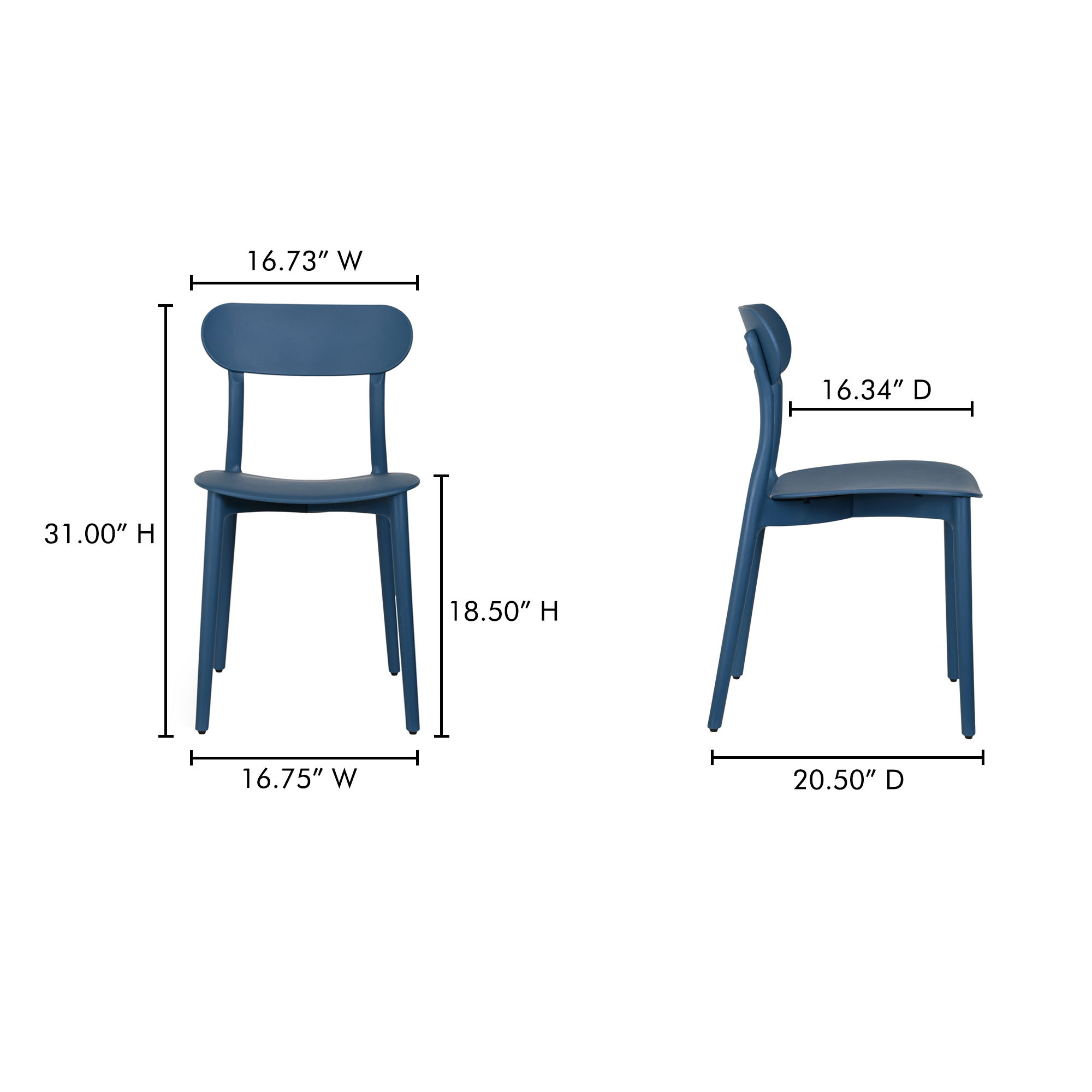 Kent Outdoor Dining Chair Navy - Set Of Two large image 