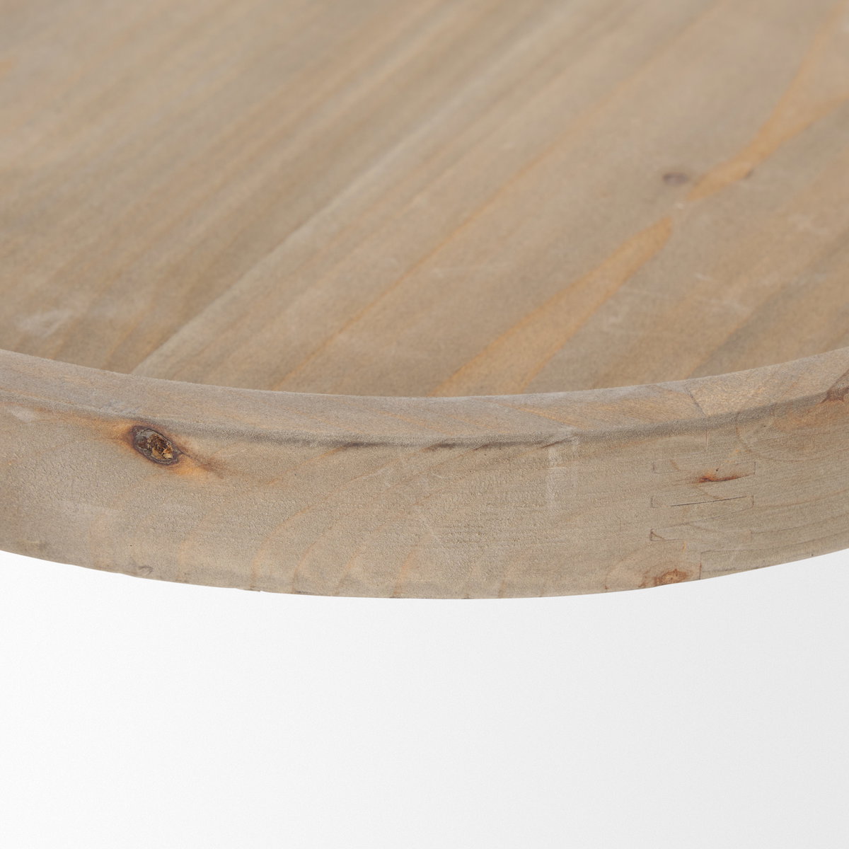 Virve Round Light Brown Wood with Gray Wash Wooden Trays, Decorative Tray by Mercana, 13.25" length x 13.25" width x 5.75" height View 7