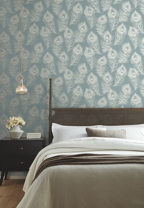 Regal Peacock Dark Teal Wallpaper