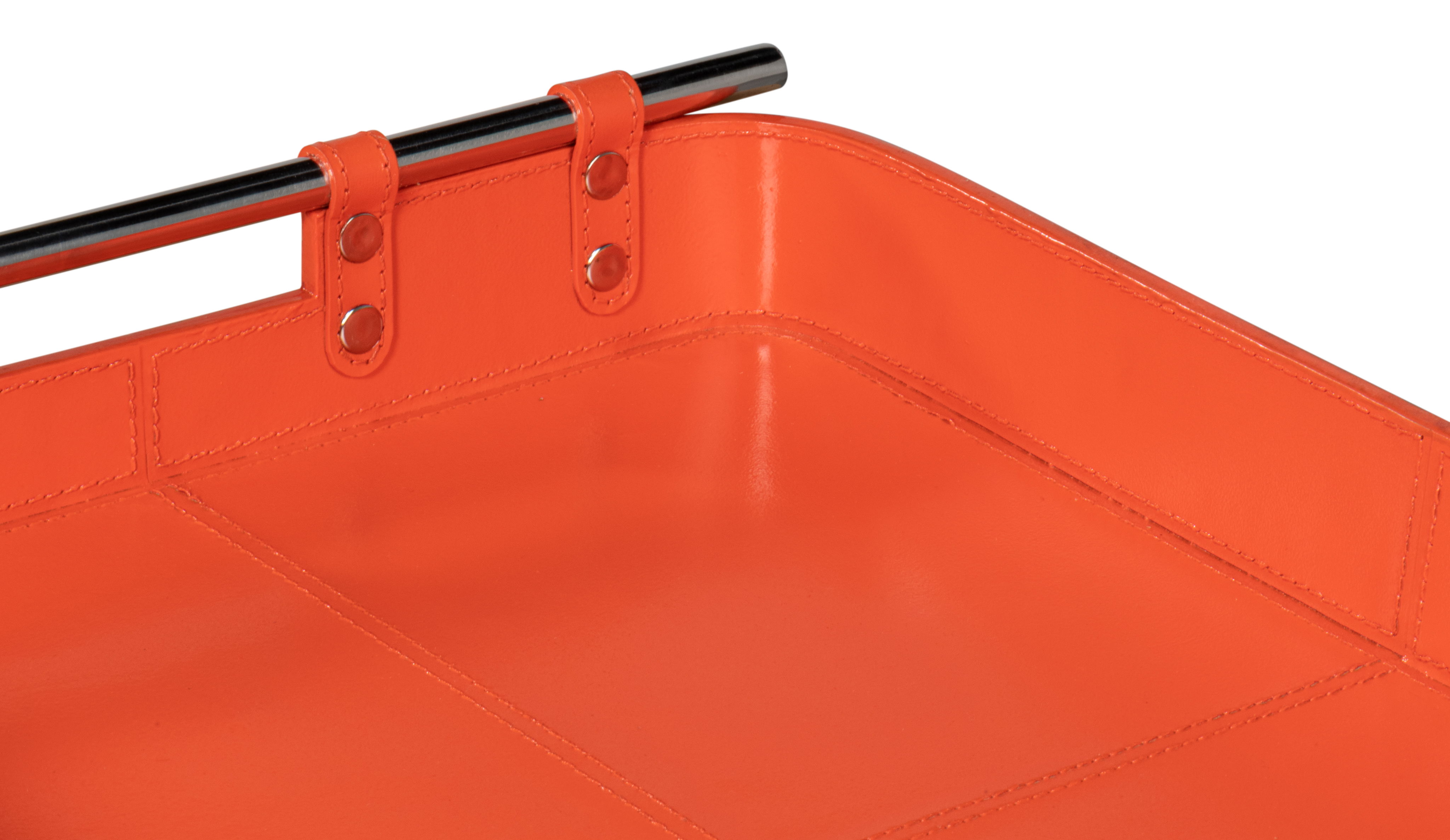 Safari Leather Tray, Orangeade, Decor by Sarreid, 19" length x 15" width x 2" height View 6