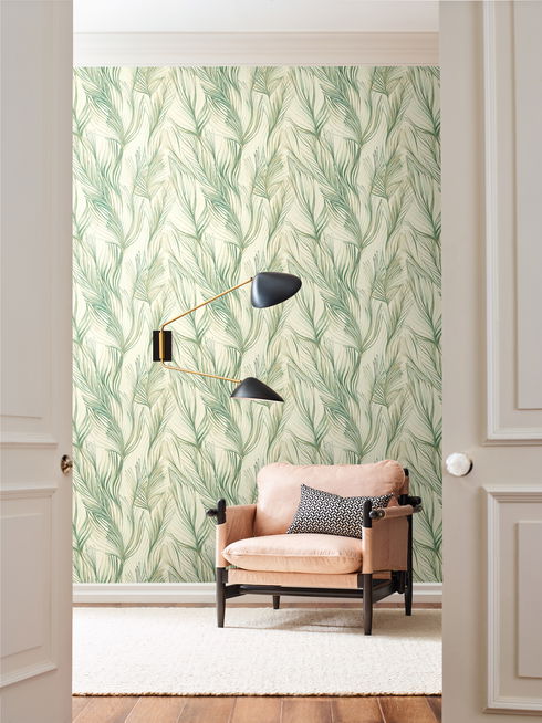 Peaceful Plume Green Wallpaper