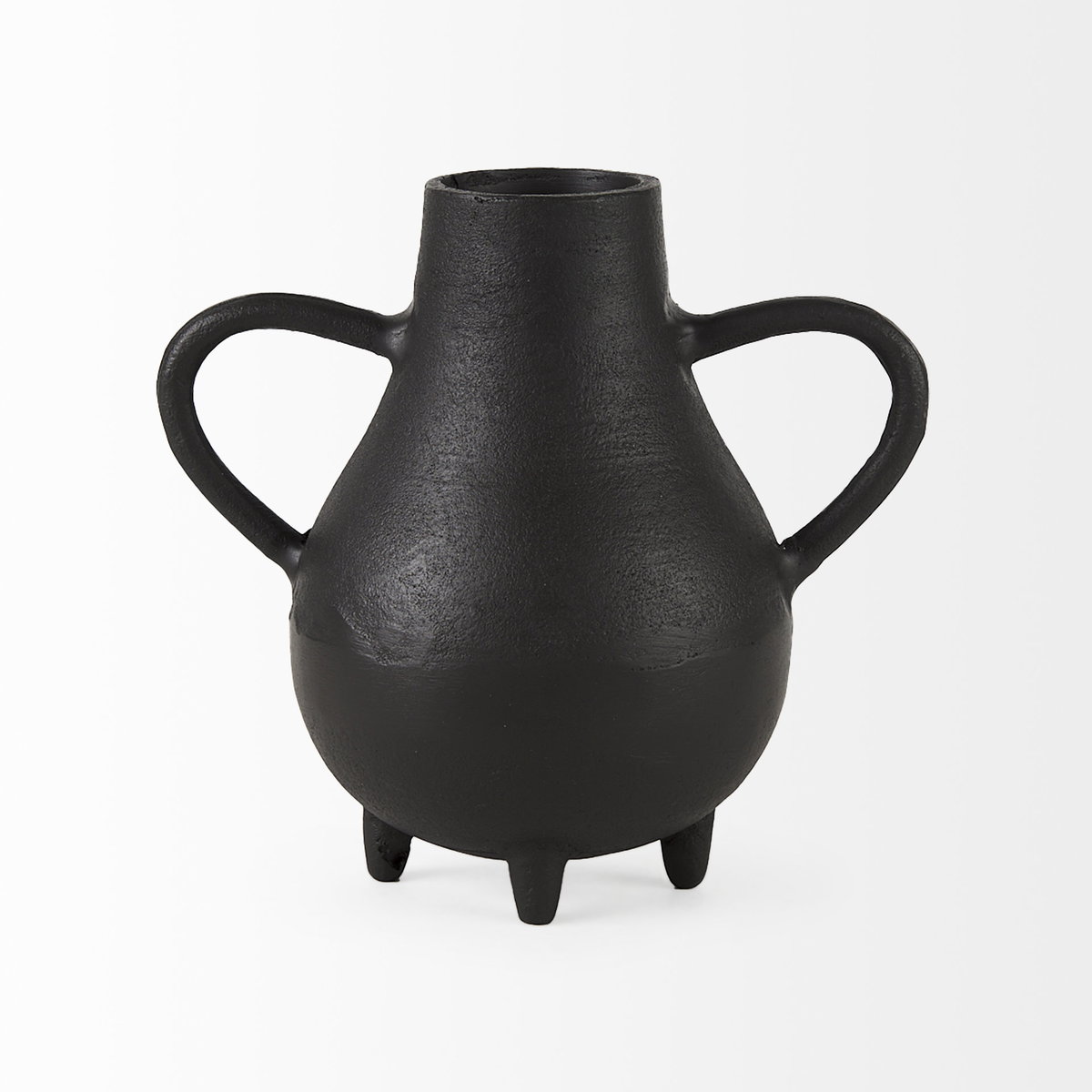 Cyrus Black Two handled Vase Decorative Object, by Mercana, 8.66" length x 4.72" width x 8.27" height View 8