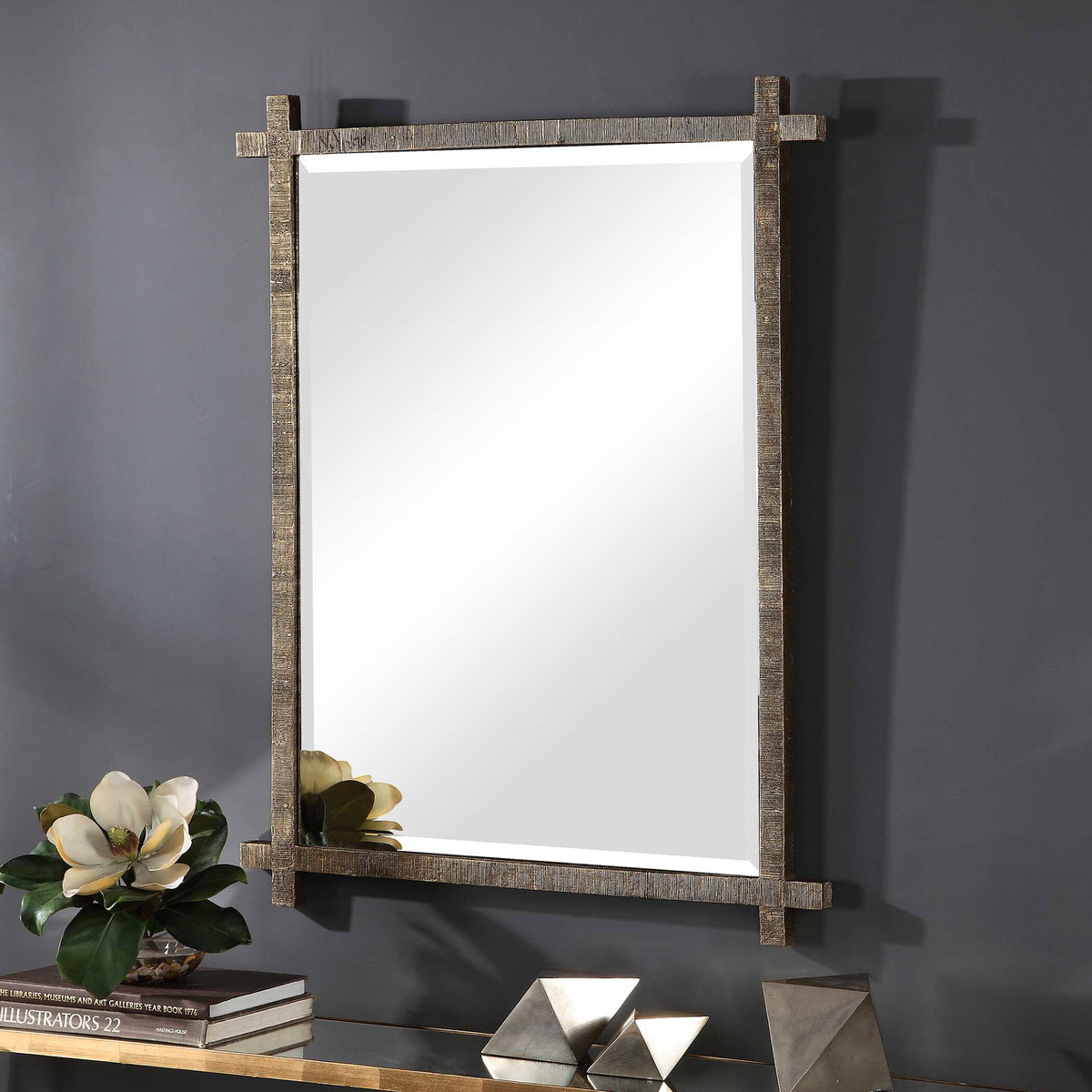 Abanu Gold Vanity Mirror, by Uttermost, 2'6" width x 3'3.75" height x 1.25" depth View 5