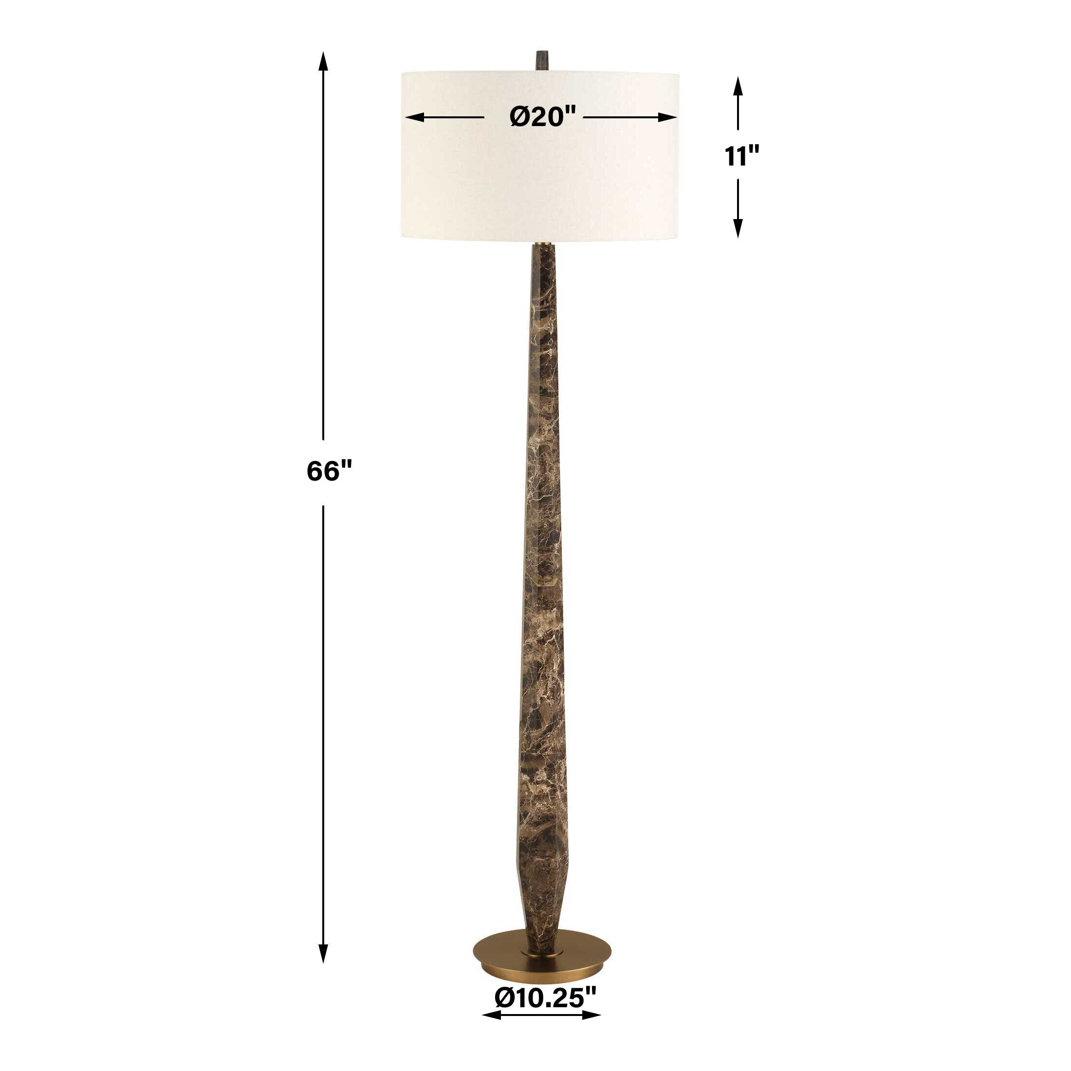 Tyree Brown Marble Floor Lamp, by Uttermost, 20" width x 66" height x 20" depth View 3