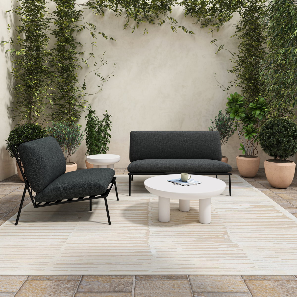 Salma Outdoor Accent Chair Speckled Charcoal, Outdoor Chair by Moe's Home, 2'10.7" width x 2'9.5" height x 2'11.5" depth View 7