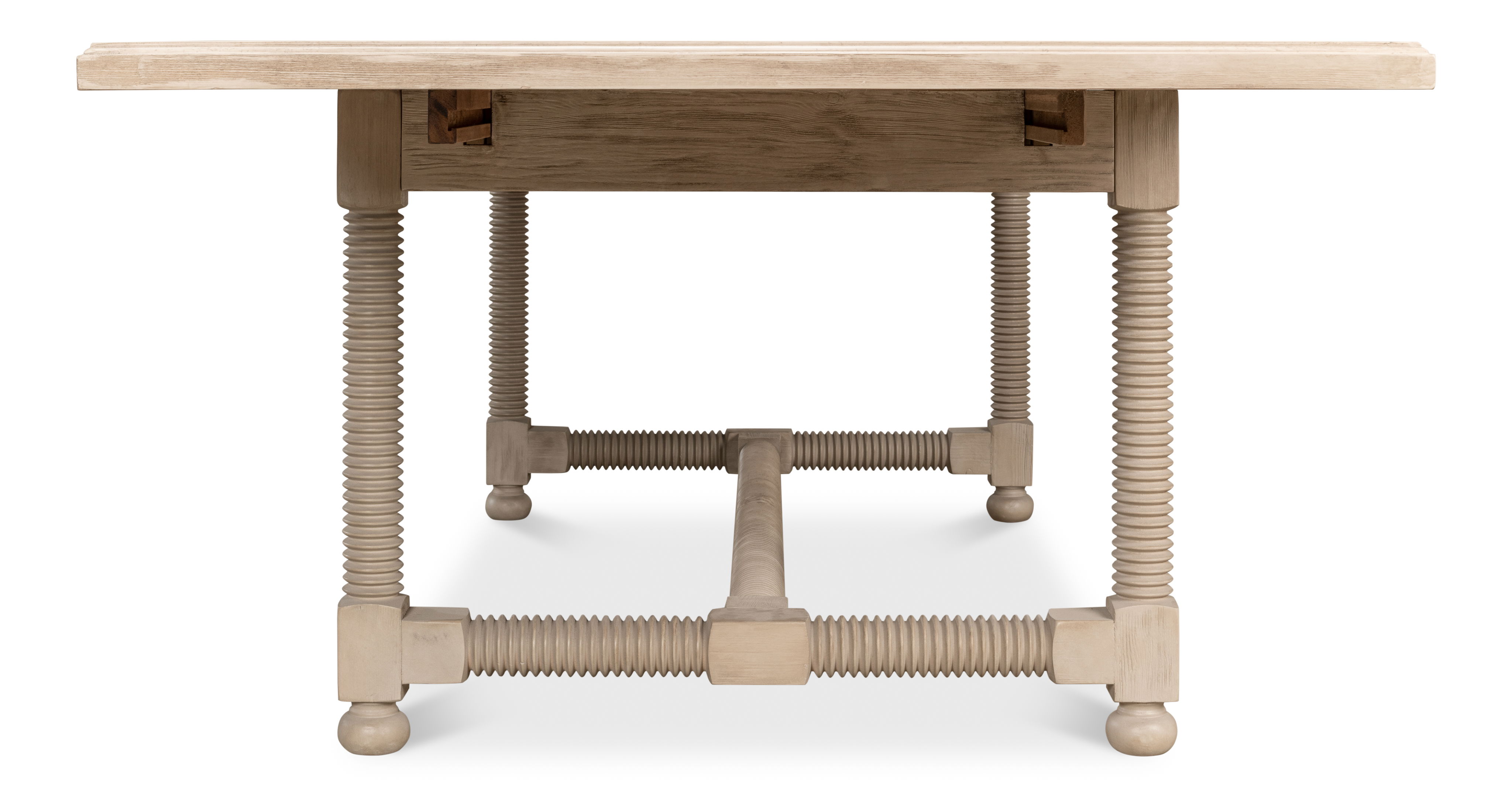 Jurow Equestrian Dining Table, Barn Grey, by Sarreid, 88" length x 42" width x 30" height View 5