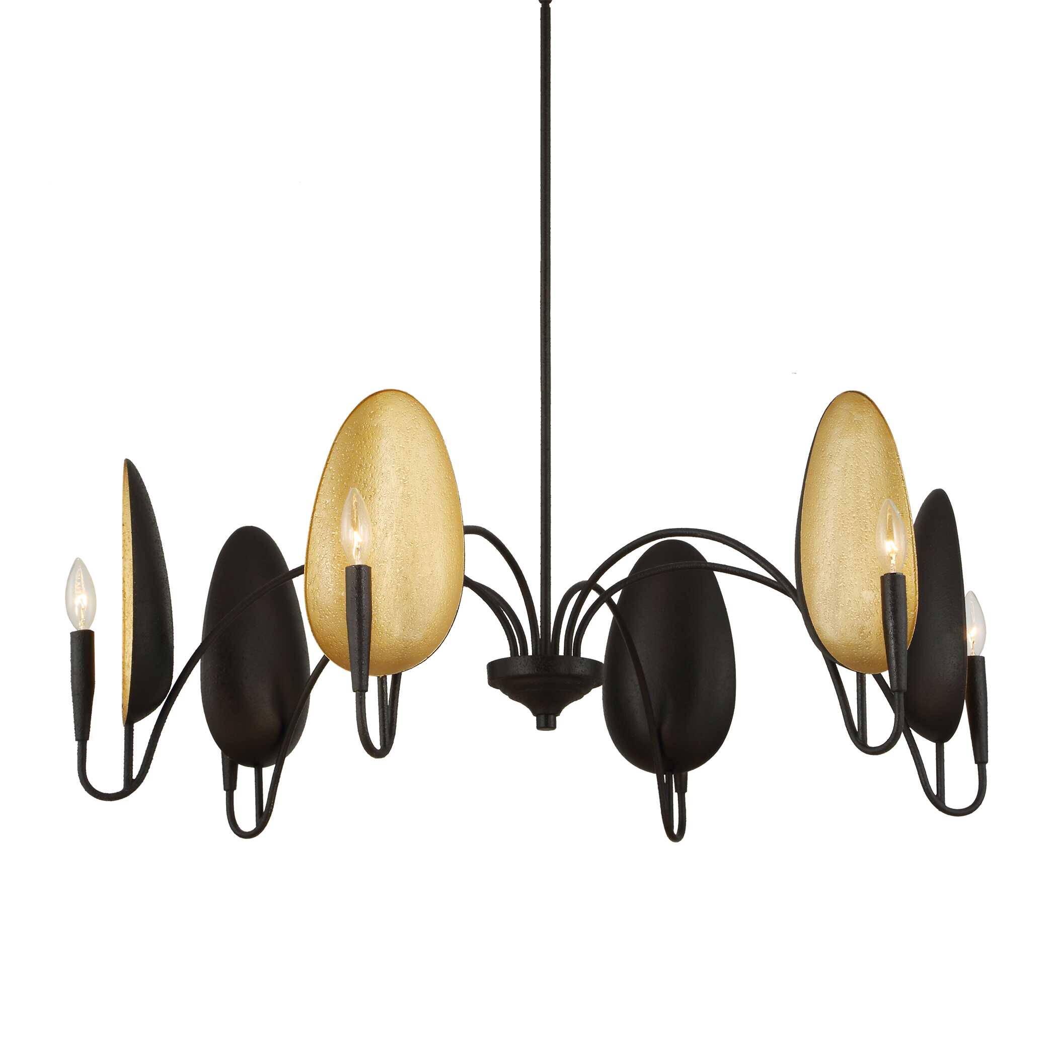 Warwick 6 Light Matte Black Chandelier, Ceiling Light by Uttermost, 19" height x 41.5" diameter View 8