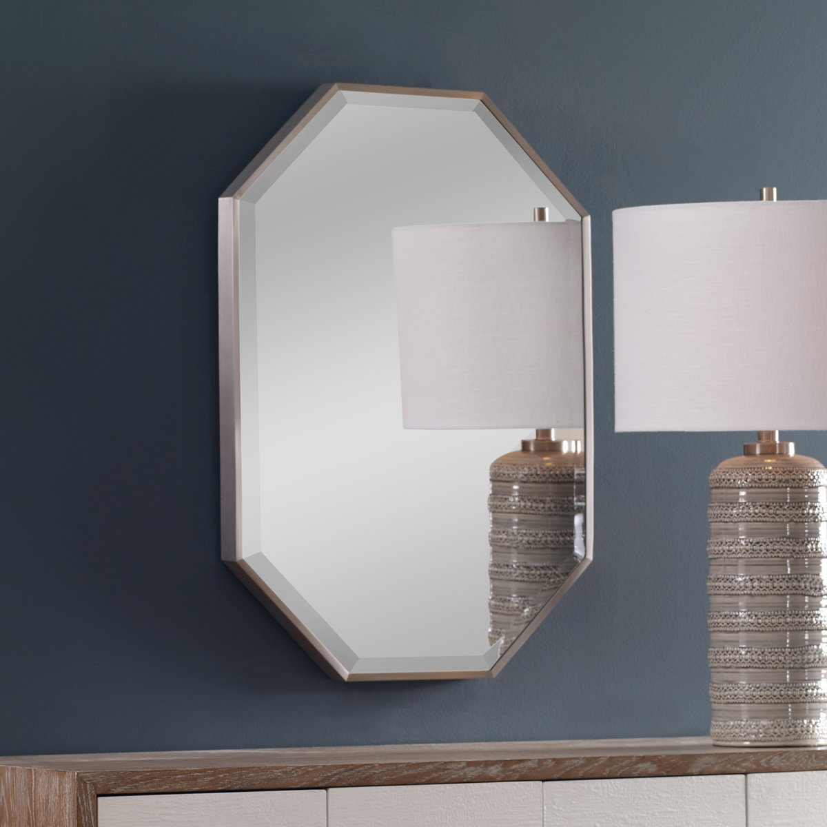 Stuartson Octagon Vanity Mirror, by Uttermost, 1'8" width x 2'6" height x 1.5" depth View 2