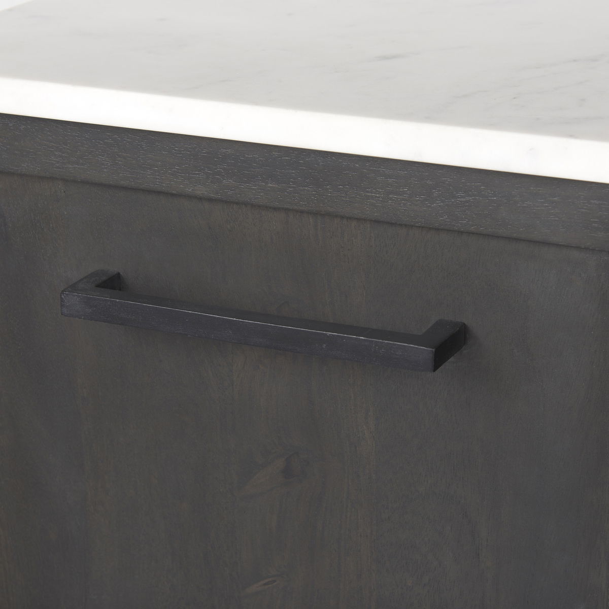 Divina Black-Brown Wood with White Marble Top and Black Metal Base Sideboard, Sideboards & Buffet by Mercana, 71" length x 18.5" width x 32" height View 12