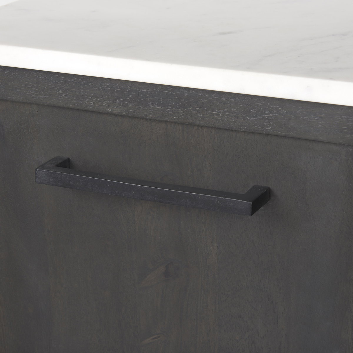 Divina Black-Brown Wood with White Marble Top and Black Metal Base Sideboard, Sideboards & Buffet by Mercana, 71" length x 18.5" width x 32" height View 12
