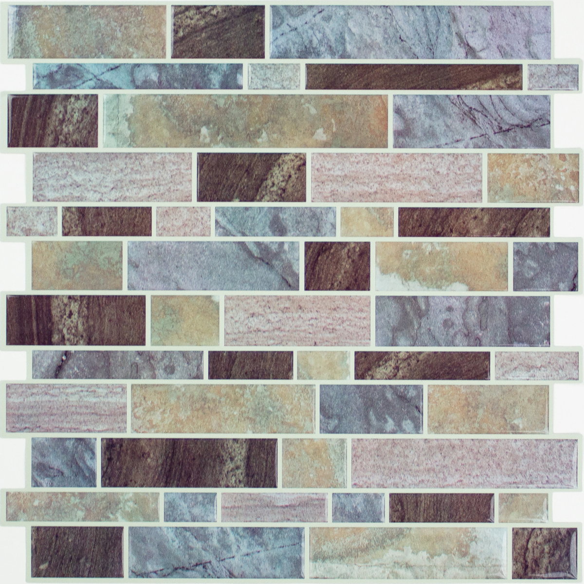 Long Stone Tile Peel & Stick Backsplash, by York Wall, 10.8" length x 10.5" width x 0.06" depth