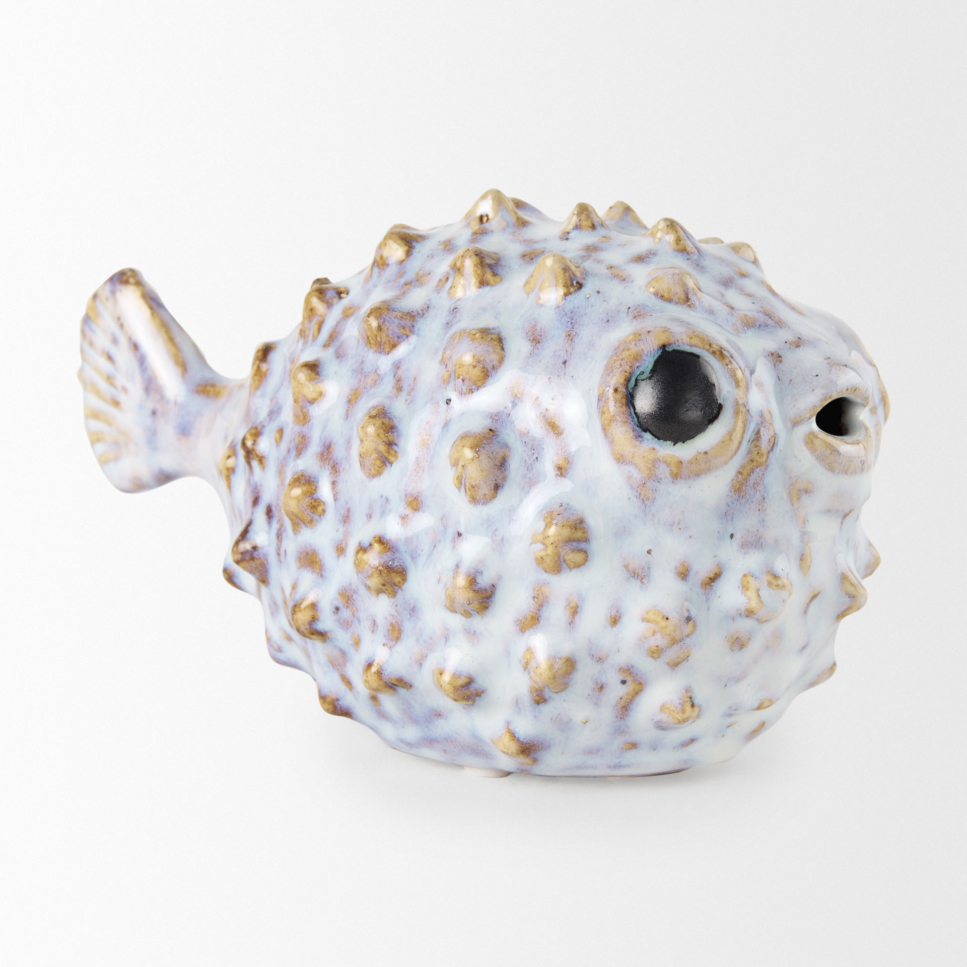 Spike I (Small) 8L x 4W Off-White Ceramic Puffer Fish, Decorative Object by Mercana, 7.48" length x 4.33" width x 4.53" height View 6