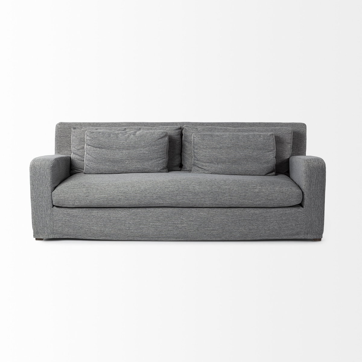 Denly II 92.5W Casterock Gray Slipcover Three Seater Sofa, Sofas & Sectional by Mercana, 93" length x 38" width x 35" height View 4