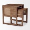 Grier Set of 2 Medium Brown Solid Wood with Cane Nesting Accent Tables thumbnail 3