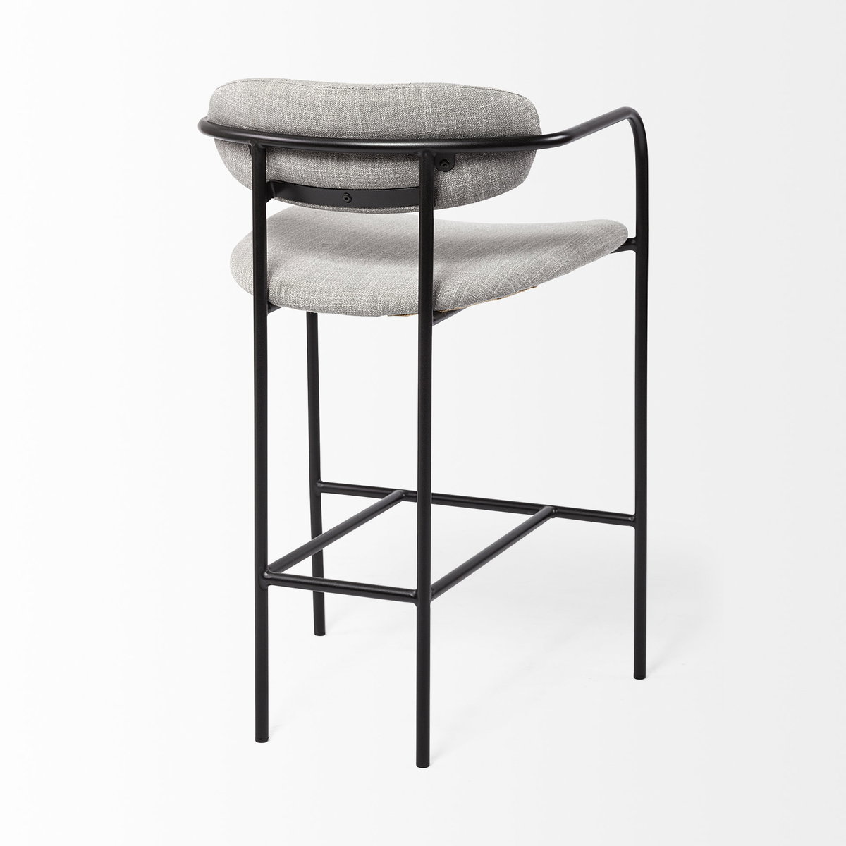 Parker Backless 36in Seat Counter Stool | Gray Fabric with Black Metal, Counter & Bar Stool by Mercana, 19" length x 19.75" width x 36" height View 10