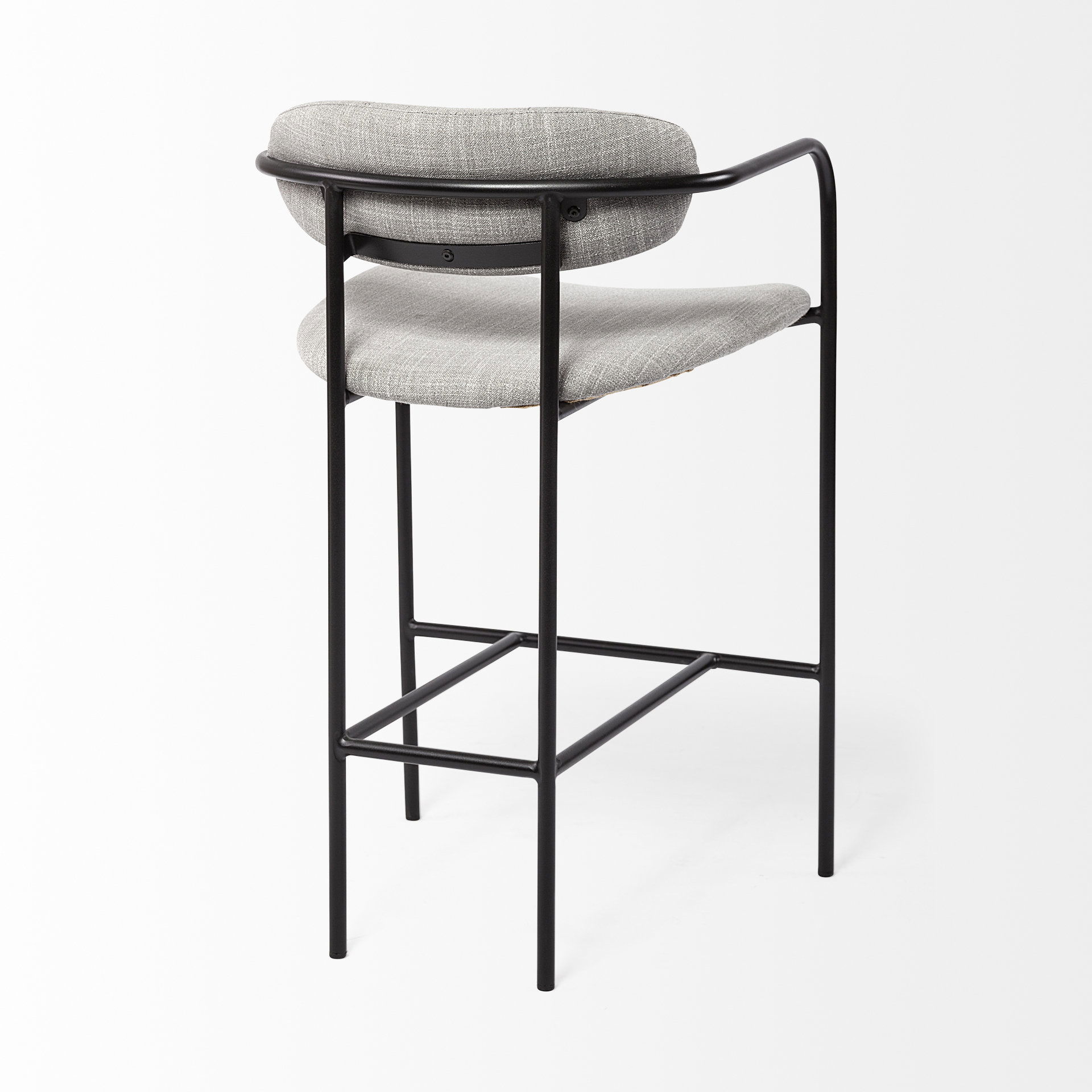 Parker Gray Fabric Seat Black Metal Counter Stool, Counter & Bar Stool by Mercana, 19" length x 19.75" width x 36" height View 10