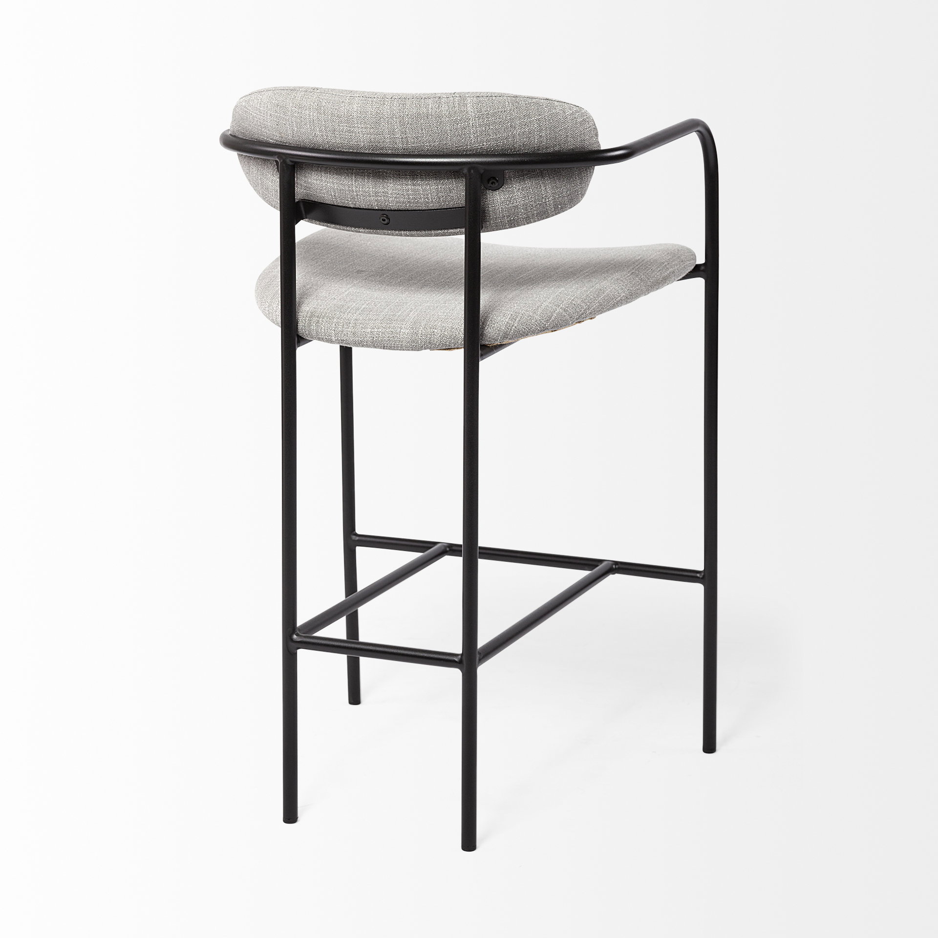 Parker Gray Fabric Seat Black Metal Counter Stool, Counter & Bar Stool by Mercana, 19" length x 19.75" width x 36" height View 7