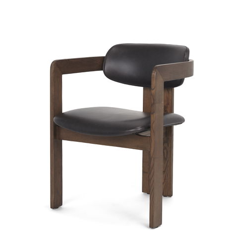 Shiro Medium Brown with Espresso Brown Leather Dining Chair