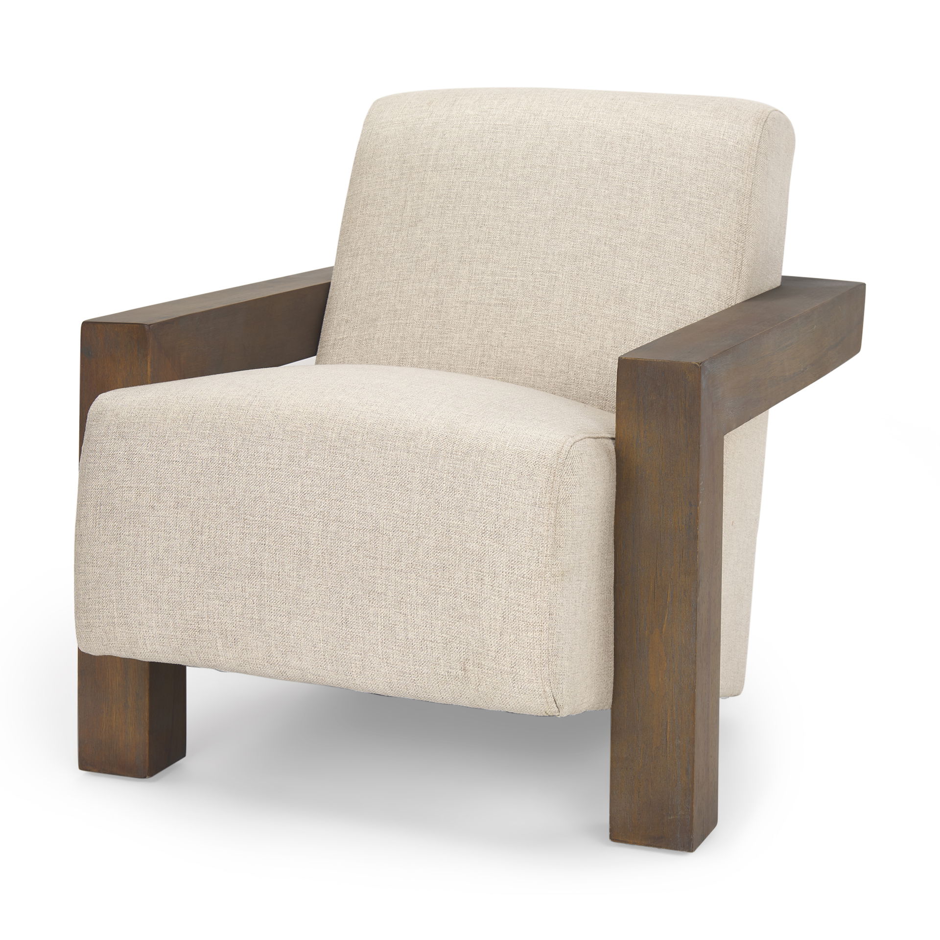 Sovereign Oatmeal Fabric Upholstered with Solid Wood Frame Accent Chair large image 