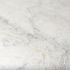 Laurent 48' Marble Top Gold Metal Base Dining Table, by Mercana, 48" length x 48" width x 30.25" height thumbnail 3