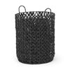 Lola (Set of 3) Black Water Hyacinth Zig Zag Weave Round Basket with Handles, Bins & Basket by Mercana, 19.69" length x 19.69" width x 23.62" height thumbnail 5