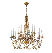 Online Designer Other Mosaic Extra Large Antiqued Gold Flambeau Inspired 15 Light Chandelier