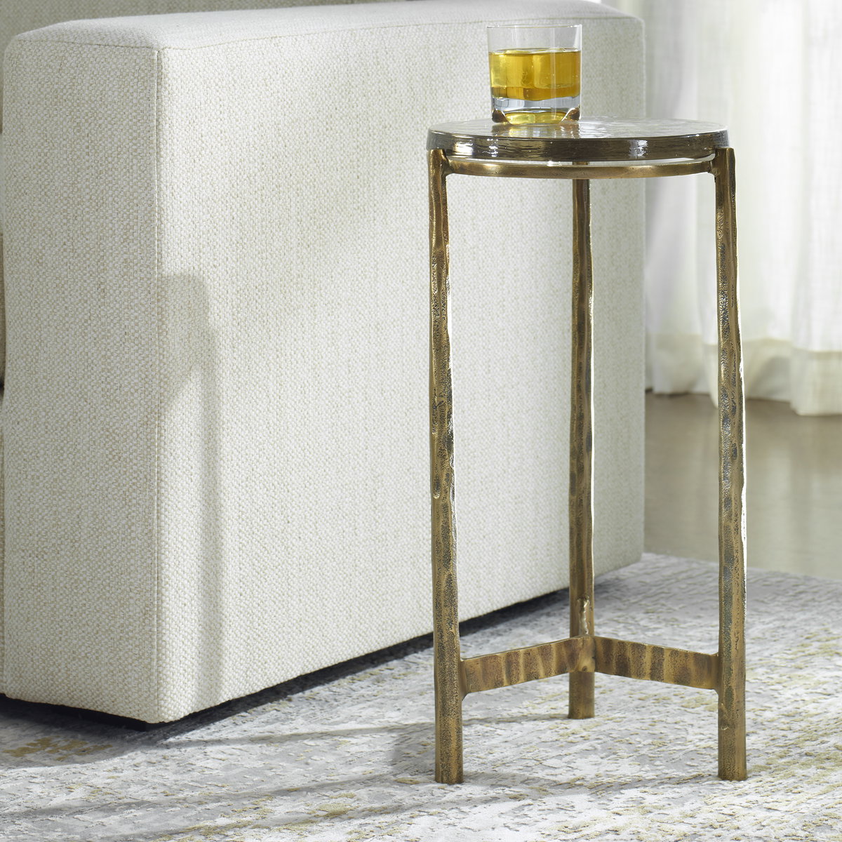 Eternity Brass Accent Table, Side & End Table by Uttermost, 11.5" width x 23" height x 11.5" depth View 2