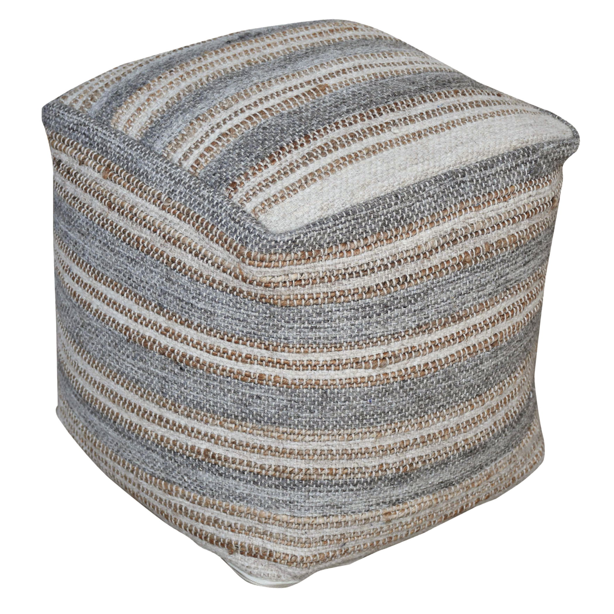 Mesick Handwoven Gray Pouf, Furniture by Uttermost, 18" width x 18" height x 18" depth View 1