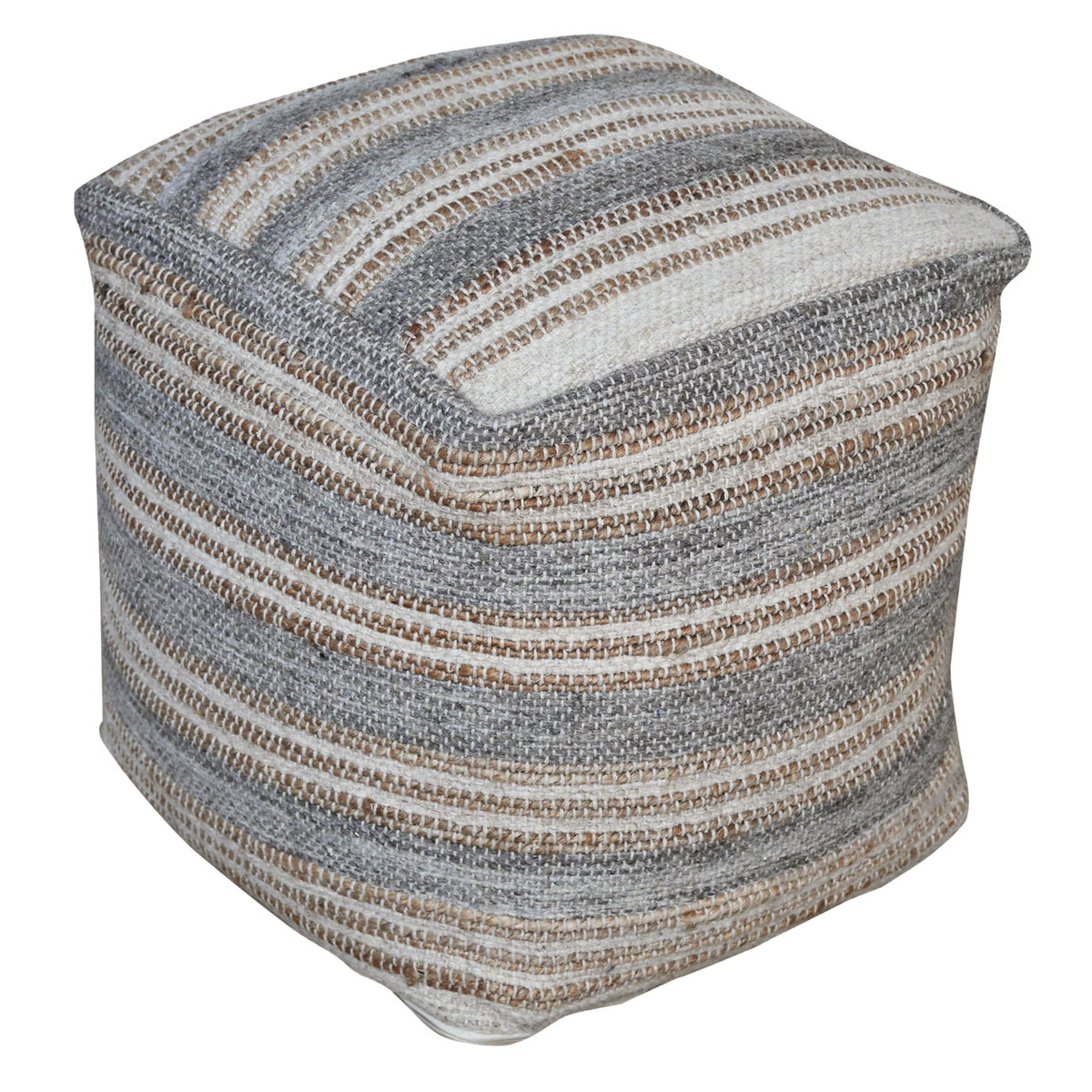 Mesick Handwoven Gray Pouf, Ottoman by Uttermost, 18" width x 18" height x 18" depth View 1