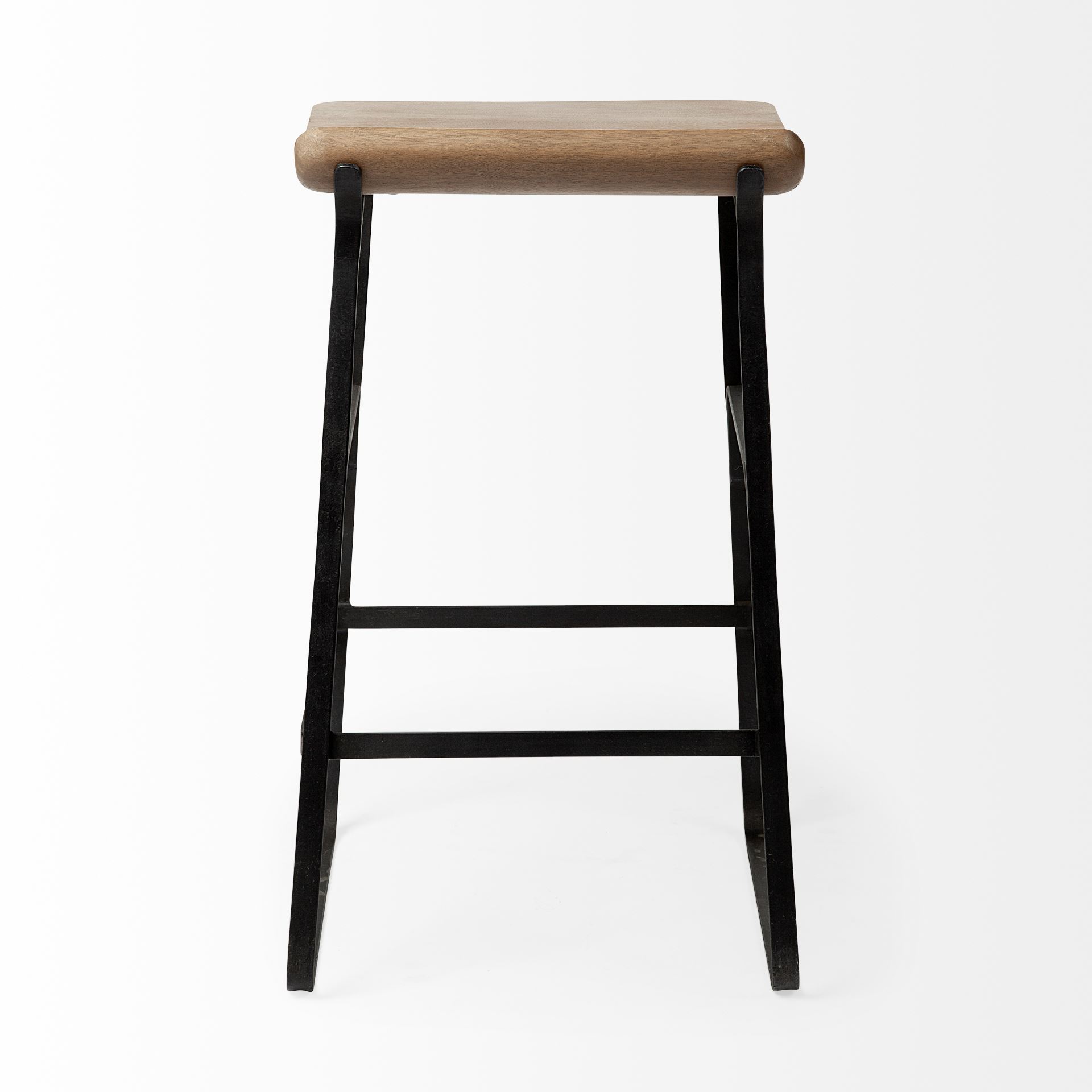 Conan 25' Seat Height Brown Wood Seat Black Metal Frame Counter Stool, Counter & Bar Stool by Mercana, 15" length x 15" width x 25" height View 8